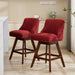 Counter Height Swivel Barstools, 26'' H Seat Height Upholstered Bar Stools Set of 2, Fabric in Wine Red - DTYStore