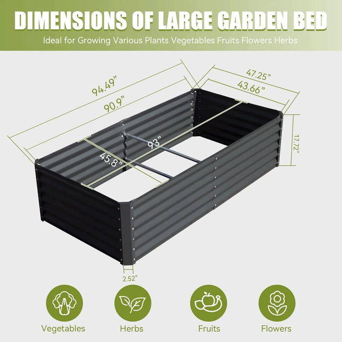 8x4x1.5 ft Galvanized Raised Garden Bed, Outdoor Planter Garden Boxes Large Metal Planter Box for Gardening Vegetables Fruits Flowers,Gray Default -DTYStore