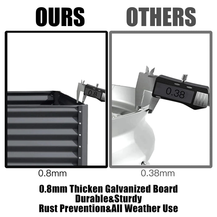 8x4x1.5 ft Galvanized Raised Garden Bed, Outdoor Planter Garden Boxes Large Metal Planter Box for Gardening Vegetables Fruits Flowers,Gray Default -DTYStore