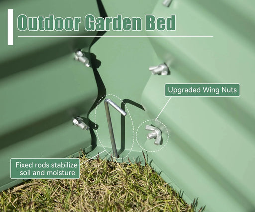 8x4x1.5 ft Galvanized Raised Garden Bed, Outdoor Planter Garden Boxes Large Metal Planter Box for Gardening Vegetables Fruits Flowers, Green Default -DTYStore