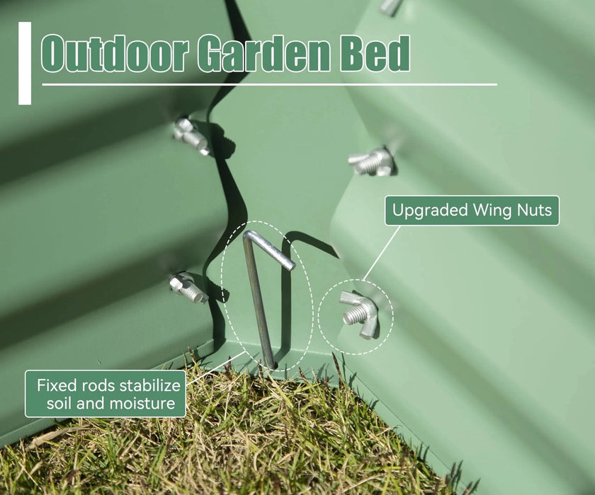 8x4x1.5 ft Galvanized Raised Garden Bed, Outdoor Planter Garden Boxes Large Metal Planter Box for Gardening Vegetables Fruits Flowers, Green Default -DTYStore