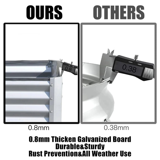 8x4x1.5 ft Galvanized Raised Garden Bed, Outdoor Planter Garden Boxes Large Metal Planter Box for Gardening Vegetables Fruits Flowers, Silver Default -DTYStore