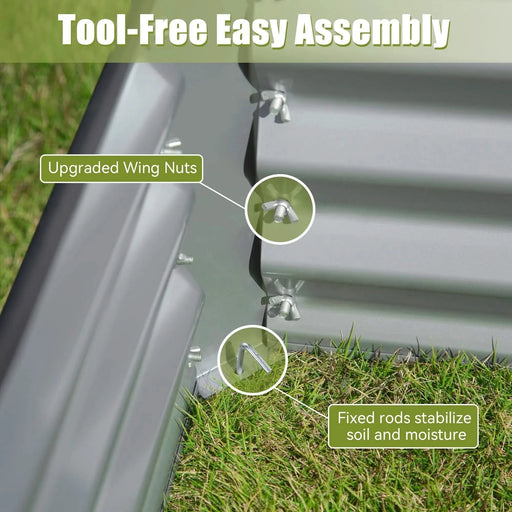 8x4x1.5 ft Galvanized Raised Garden Bed, Outdoor Planter Garden Boxes Large Metal Planter Box for Gardening Vegetables Fruits Flowers, Silver Default -DTYStore