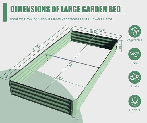 8x4x1 ft Galvanized Raised Garden Bed, Outdoor Planter Garden Boxes Large Metal Planter Box for Gardening Vegetables Fruits Flowers,Green Default -DTYStore