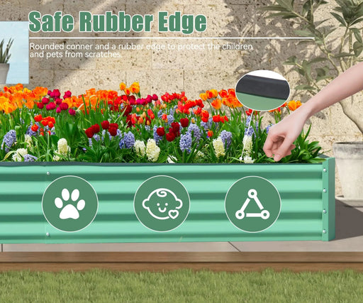 8x4x1 ft Galvanized Raised Garden Bed, Outdoor Planter Garden Boxes Large Metal Planter Box for Gardening Vegetables Fruits Flowers,Green Default -DTYStore