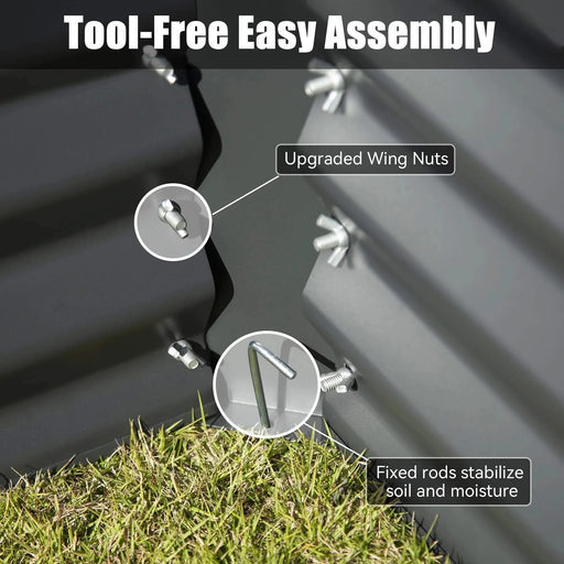 8x4x1 ft Galvanized Raised Garden Bed, Outdoor Planter Garden Boxes Large Metal Planter Box for Gardening Vegetables Fruits Flowers, Gray Default -DTYStore