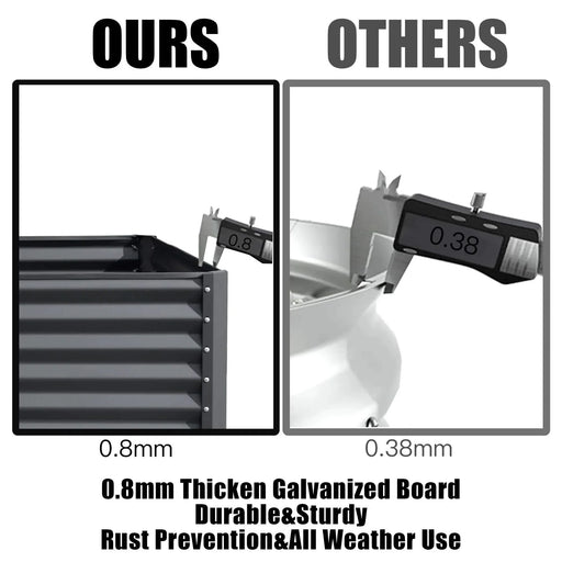 8x4x1 ft Galvanized Raised Garden Bed, Outdoor Planter Garden Boxes Large Metal Planter Box for Gardening Vegetables Fruits Flowers, Gray Default -DTYStore