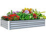 8x4x1 ft Galvanized Raised Garden Bed, Outdoor Planter Garden Boxes Large Metal Planter Box for Gardening Vegetables Fruits Flowers, Silver Default -DTYStore