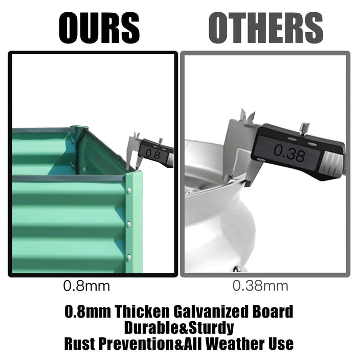 8x4x2 ft Galvanized Raised Garden Bed, Outdoor Planter Garden Boxes Large Metal Planter Box for Gardening Vegetables Fruits Flowers,Green Default -DTYStore