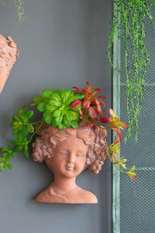 8x4x9' Visage Head Bust Planter, Brown - Home Wall Planter Default -DTYStore