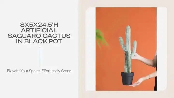 8x5x24.5'H Artificial Saguaro Cactus in Black Pot Default -DTYStore