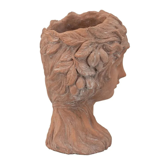 8x9x11.5' Brown Head Bust Planter, Greek Style Cement Head Planter - Indoor Outdoor Home Garden Decor Default -DTYStore