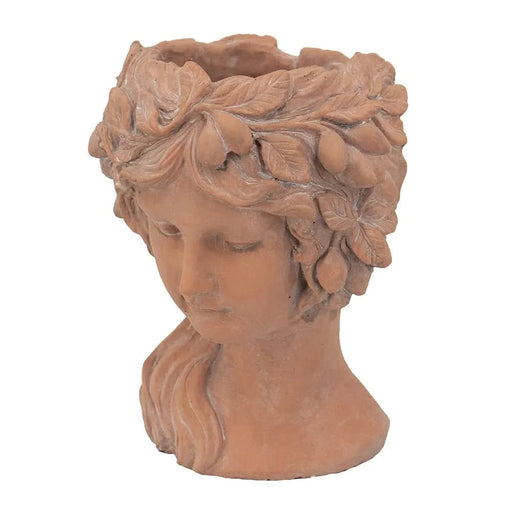 8x9x11.5' Brown Head Bust Planter, Greek Style Cement Head Planter - Indoor Outdoor Home Garden Decor Default -DTYStore