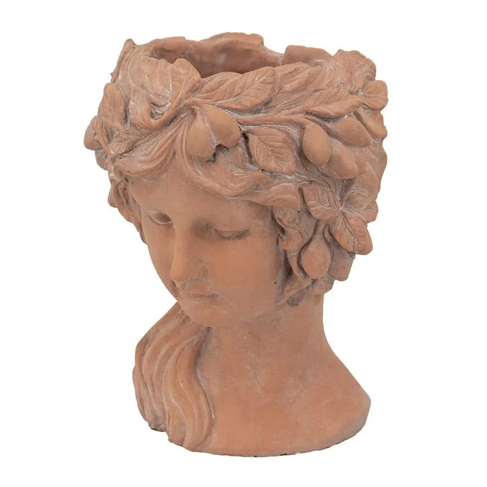 8x9x11.5' Brown Head Bust Planter, Greek Style Cement Head Planter - Indoor Outdoor Home Garden Decor Default -DTYStore