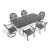 9-Piece All-Weather Cast Aluminum Dining Set, Include 2 Swivel Chairs,6 Dining Chairs and Rectangular Table With Black Frame Default -DTYStore
