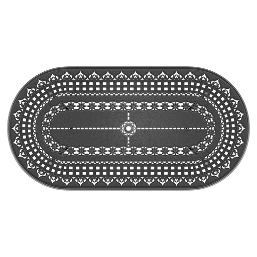 9-Piece All-Weather Cast Aluminum Dining Set, Include 8 Swivel Chairs and Oval Table With Black Frame Default -DTYStore