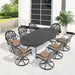9-Piece All-Weather Cast Aluminum Dining Set, Include 8 Swivel Chairs and Oval Table With Black Frame Default -DTYStore