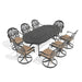 9-Piece All-Weather Cast Aluminum Dining Set, Include 8 Swivel Chairs and Oval Table With Black Frame Default -DTYStore