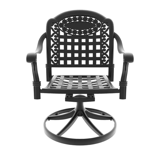 9-Piece All-Weather Cast Aluminum Dining Set, Include 8 Swivel Chairs and Rectangular Table With Black Frame Default -DTYStore