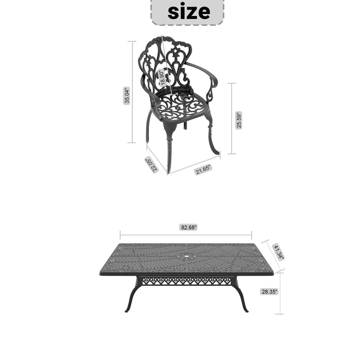 9-Piece Set Of Cast Aluminum Patio Furniture With Beige Cushions Default -DTYStore