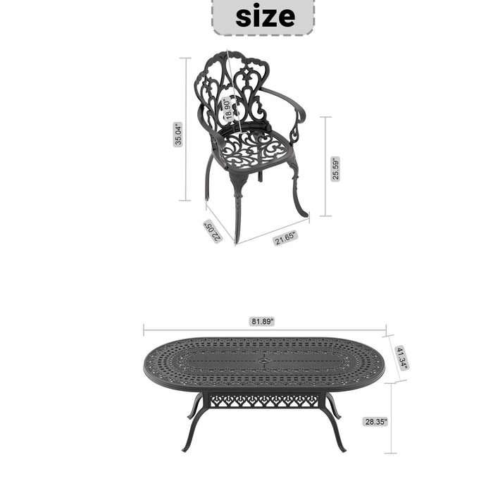 9-Piece Set Of Cast Aluminum Patio Furniture With Beige Cushions Default -DTYStore
