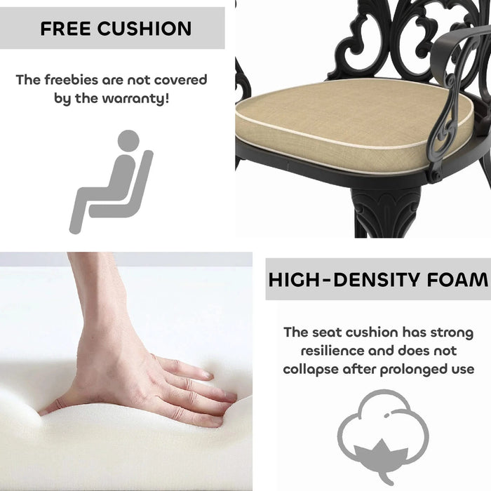 9-Piece Set Of Cast Aluminum Patio Furniture With Beige Cushions Default -DTYStore