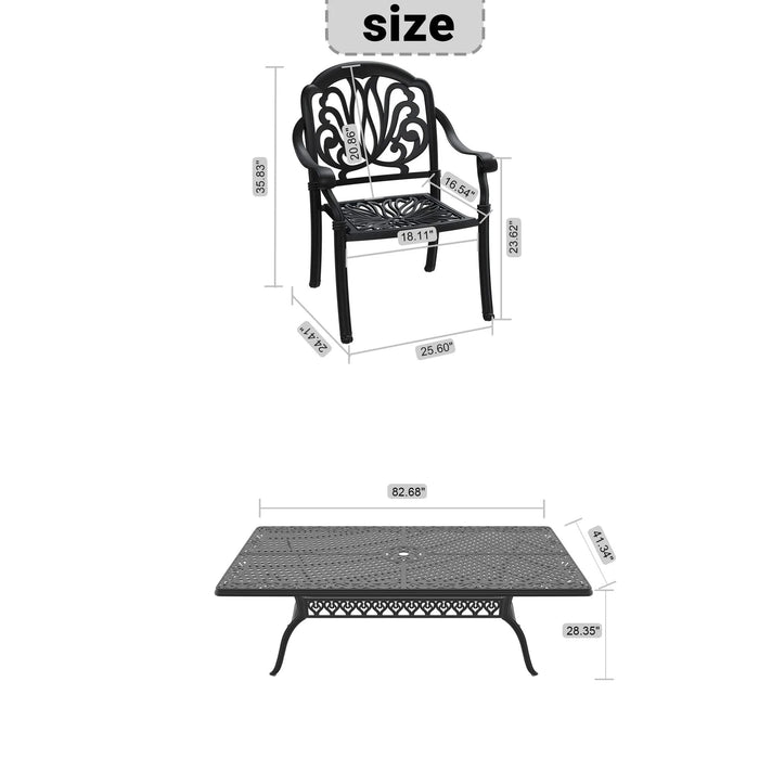 9-Piece Set Of Cast Aluminum Patio Furniture With Brown Cushions Default -DTYStore