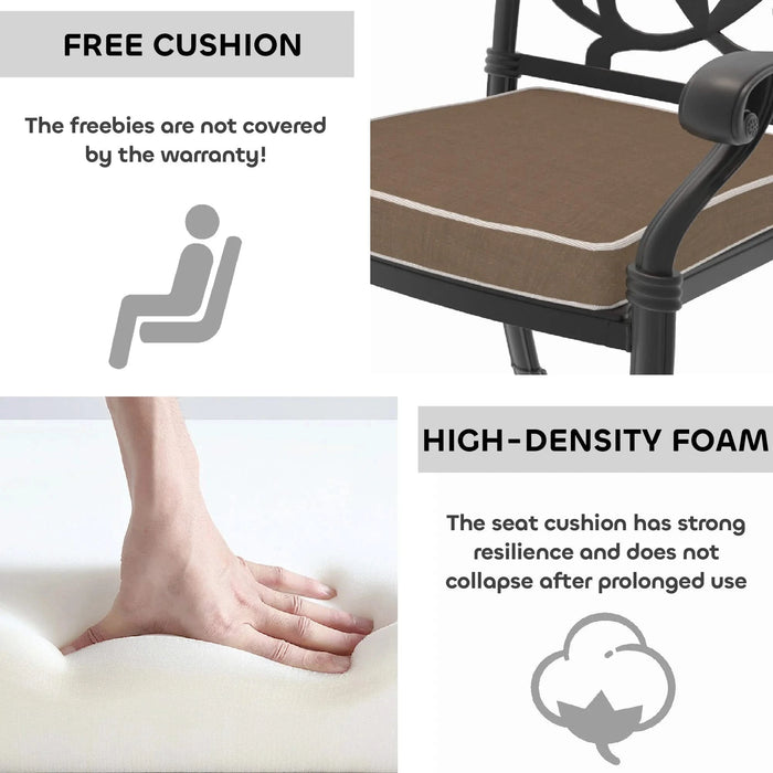 9-Piece Set Of Cast Aluminum Patio Furniture With Brown Cushions Default -DTYStore