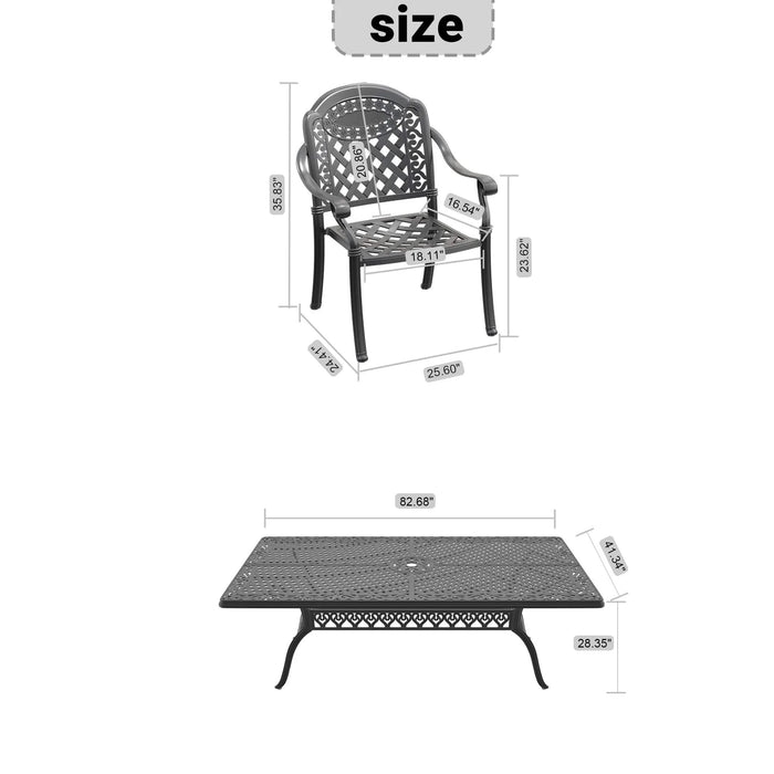 9-Piece Set Of Cast Aluminum Patio Furniture With Red Cushions Default -DTYStore