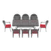 9-Piece Set Of Cast Aluminum Patio Furniture With Red Cushions Default -DTYStore