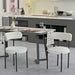 White Boucle Dining Chairs Set of 2,Mid-Century Modern Curved Backrest Chair,Round Upholstered Kitchen Chairs - DTYStore