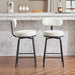 Modern Swivel Bar Stools Set of 2, Boucle Upholstered Counter Height Bar Chairs with Metal Legs & Footrest, 360° Swivel Barstools for Kitchen Island, Dining Room, White - DTYStore
