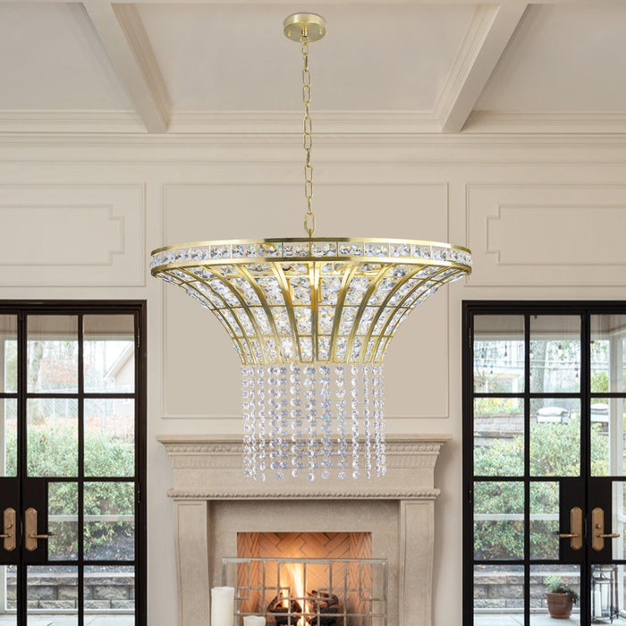 8-Light 23.6" Wide Crystal Waterfall Chandelier - DTYStore