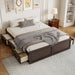 Wood Queen Size Platform Bed Frame with 6 Drawers, Espresso - DTYStore
