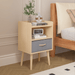 Nightstand With Collapsible Fabric Drawer, 2-Tier Storage End Table, Wood Side Table with Storage Cabinet or Kids, Adults - Oak - DTYStore