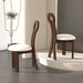 Dining Chairs Set of 2, Key-design Home Chairs, PU Leather Solid Wooden Dining Chairs with White Round Cushion for Kitchen Dining Room-Deep Walnut Brown - DTYStore