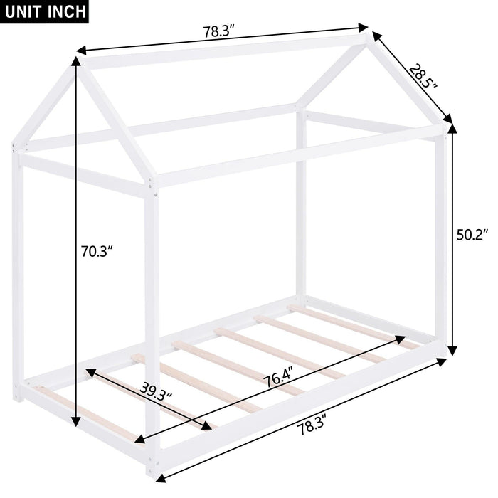 Twin Size Wooden House Bed