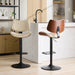 Walnut Bentwood Bar Stools Mid Century Modern Adjustable Counter Height Black Leather Upholstered 360°Swivel Bar Chairs for Kitchen Island/Dining Room/Cafe, 1 chair/1carton,Beige - DTYStore