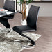 Contemporary Style Z-Shaped Chair Base 2pcs Dining Chairs Black Leatherette Chrome Finish Side Chair Dining Room Furniture - DTYStore
