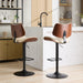 Walnut Bentwood Bar Stools Mid Century Modern Adjustable Counter Height Black Leather Upholstered 360°Swivel Bar Chairs for Kitchen Island/Dining Room/Cafe, 1 chair/1carton,Beige - DTYStore