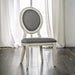Set of 2 Padded Gray Fabric Dining Chairs in Antique White Finish - DTYStore