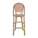 29.5' Outdoor PE Rattan French Barstool, Rust Red and White, Aluminum Frame with Bamboo Finish (Set of 2) - DTYStore