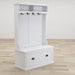 Entryway hall tree with coat rack 4 hooks and storage bench shoe cabinet white - DTYStore