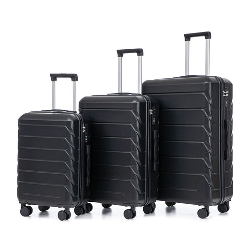 HIFINE TOURIST 20"/24"/28" 3 pcs/set in ABS Spinner Wheel Luggage, Matching Color , With Combination Lock (Black)