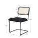 Set of 2, Teddy Velvet Dining Chair with High-Density Sponge, Rattan Chair for Dining room, Living room, Bedroom, Black - DTYStore