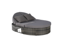 Outdoor Patio Round Daybed, Sun Bed with Adjustable Backrests and Foldable Cup Trays, Reclining Outdoor Lounger Wicker Rattan Patio Daybed with Cushions and Pillows for Backyard Poolside - DTYStore