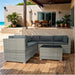 6 Pieces PE Rattan sectional Outdoor Furniture Cushioned Sofa set Grey Wicker, Dark Grey Cushion - DTYStore