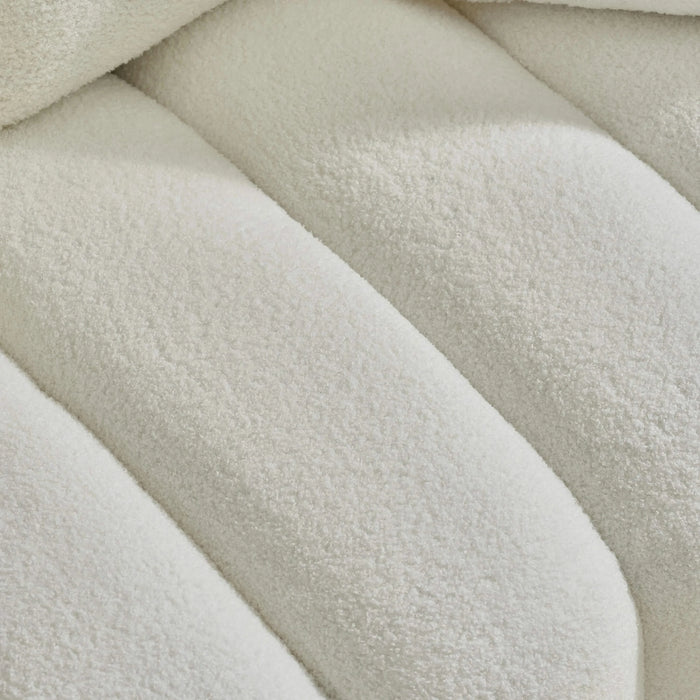 92-inch high-quality teddy fur fabric corner sofa, with USB port, center console and coffee table. A super large cushioned sofa, suitable for grand living rooms, apartments and offices. Default -DTYStore