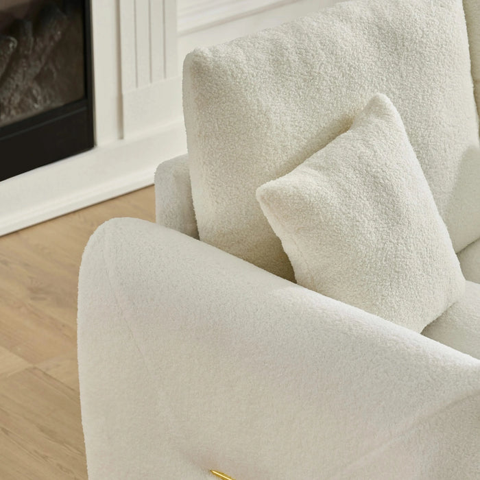 92-inch high-quality teddy fur fabric corner sofa, with USB port, center console and coffee table. A super large cushioned sofa, suitable for grand living rooms, apartments and offices. Default -DTYStore