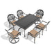 7-Piece All-Weather Cast Aluminum Dining Set, Include 2 Swivel Chairs,4 Dining Chairs and Rectangular Table With Black Frame - DTYStore